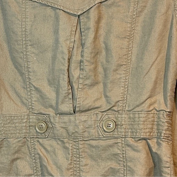 EDDIE BAUER khaki cotton linen blend military utility jacket size XS - Picture 4 of 6